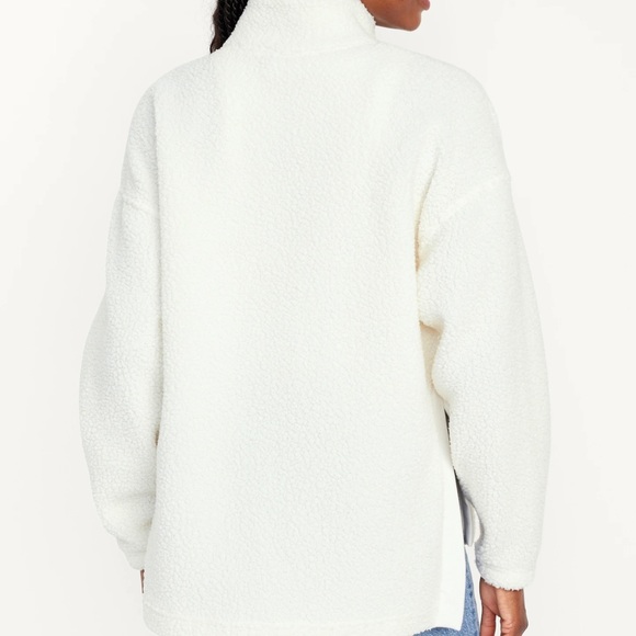 NWT OLD NAVY Step-Hem Sherpa Tunic Pullover Color: Creme De La Creme LARGE - Picture 2 of 5